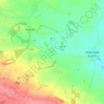 Mapa topográfico Stanwick St John, altitud, relieve