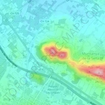 Mapa topográfico el Miquelet, altitud, relieve