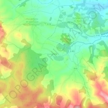 Mapa topográfico La Pene, altitud, relieve