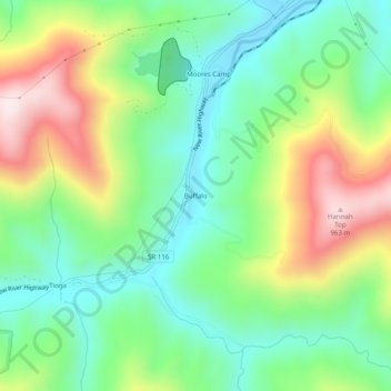 Mapa topográfico Buffalo, altitud, relieve