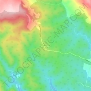 Mapa topográfico Pretty Gully, altitud, relieve