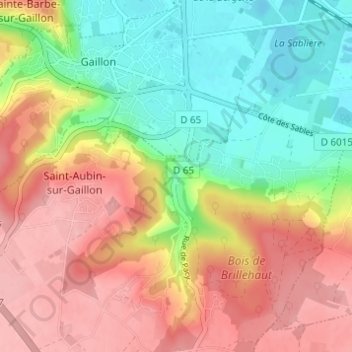 Mapa topográfico Jeufosse, altitud, relieve