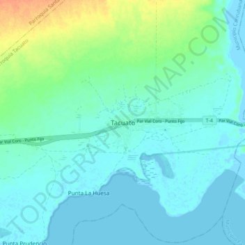 Mapa topográfico Tacuato, altitud, relieve