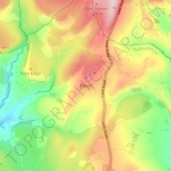 Mapa topográfico Flash, altitud, relieve