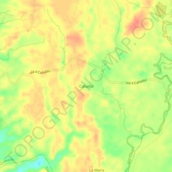 Mapa topográfico Cañalito, altitud, relieve