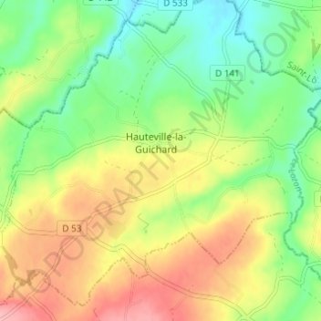 Mapa topográfico Les Monts, altitud, relieve
