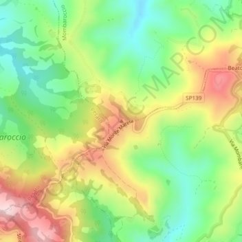 Mapa topográfico Monte San Giovanni, altitud, relieve