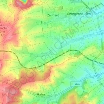 Mapa topográfico Dilshofen, altitud, relieve