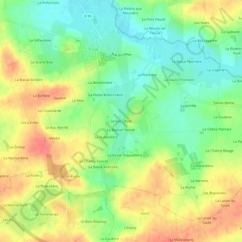 Mapa topográfico Le Bas Olivel, altitud, relieve