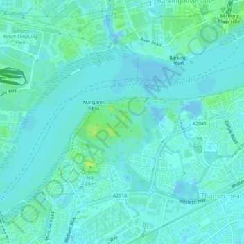 Mapa topográfico Plumstead Marshes, altitud, relieve