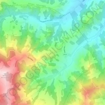 Mapa topográfico Ciano, altitud, relieve