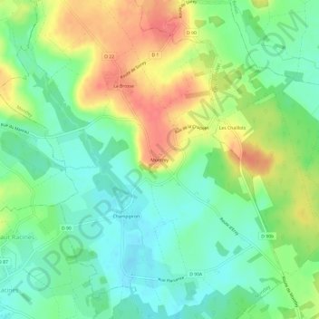 Mapa topográfico Montfey, altitud, relieve
