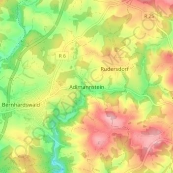 Mapa topográfico Adlmannstein, altitud, relieve