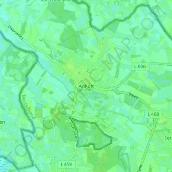 Mapa topográfico Anholt, altitud, relieve