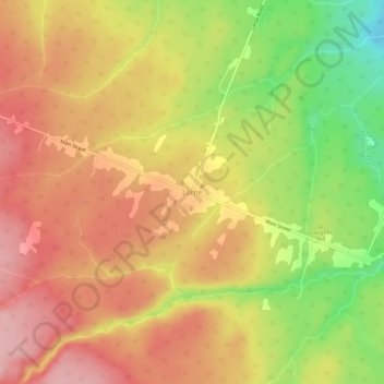 Mapa topográfico Lorne, altitud, relieve