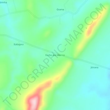 Mapa topográfico Fecho dos Morros, altitud, relieve