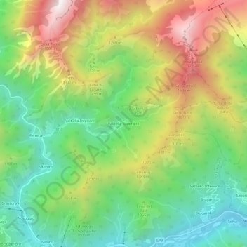 Mapa topográfico Valbella Superiore, altitud, relieve