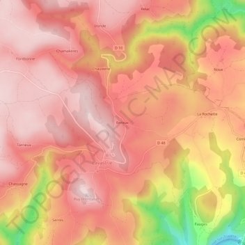 Mapa topográfico Bennac, altitud, relieve
