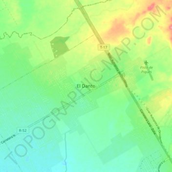 Mapa topográfico El Danto, altitud, relieve