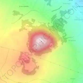 Mapa topográfico Volcán Oyameyo, altitud, relieve