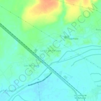 Mapa topográfico Loma del Refugio, altitud, relieve