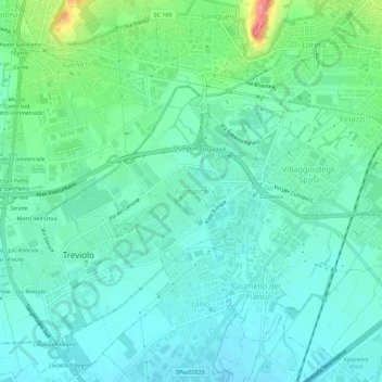 Mapa topográfico Curnasco, altitud, relieve