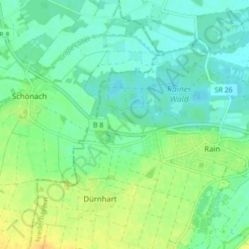 Mapa topográfico Bertholsloh, altitud, relieve