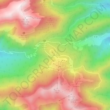 Mapa topográfico Col de l’Agus, altitud, relieve