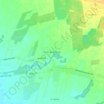 Mapa topográfico Rincón de Abránquil, altitud, relieve
