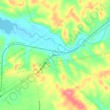 Mapa topográfico Denver, altitud, relieve