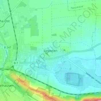 Mapa topográfico Siebleben, altitud, relieve