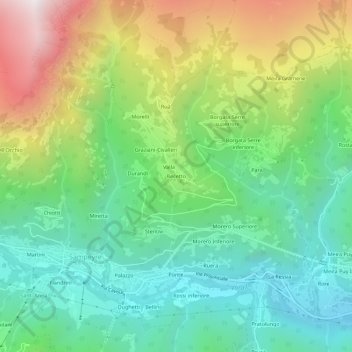 Mapa topográfico Becetto, altitud, relieve