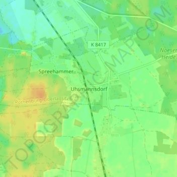Mapa topográfico Uhsmannsdorf, altitud, relieve
