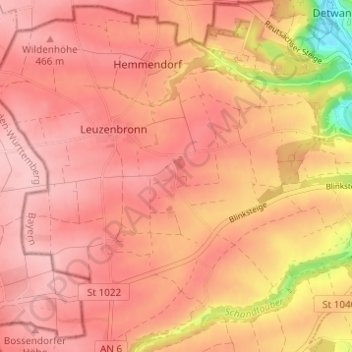 Mapa topográfico Brundorf, altitud, relieve