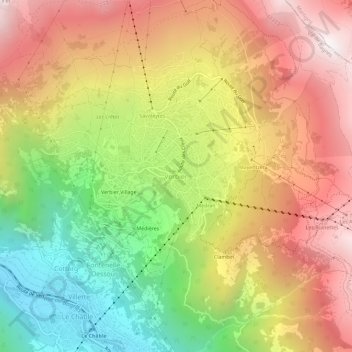 Mapa topográfico Verbier, altitud, relieve