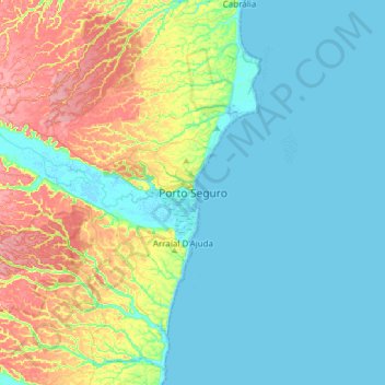 Mapa topográfico Porto Seguro, altitud, relieve