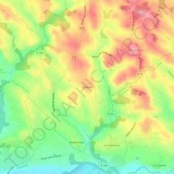 Mapa topográfico Grimaut, altitud, relieve