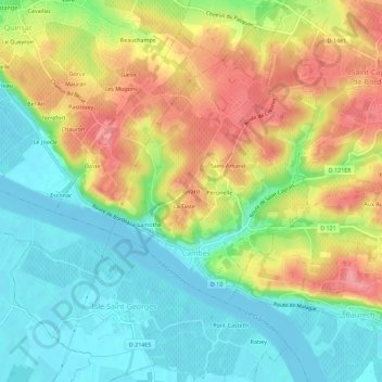 Mapa topográfico Girard, altitud, relieve