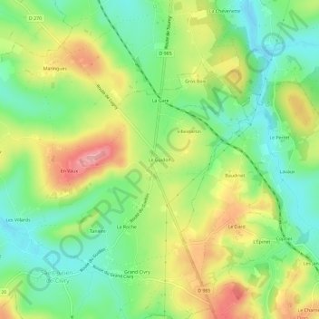 Mapa topográfico Le Guidon, altitud, relieve