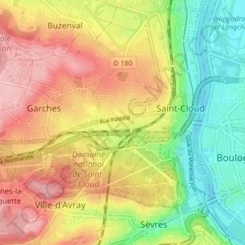 Mapa topográfico Résidence Boucles de Seine, altitud, relieve