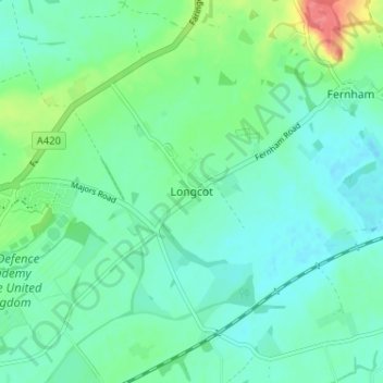 Mapa topográfico Longcot, altitud, relieve