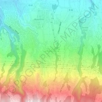 Mapa topográfico La Ressource, altitud, relieve