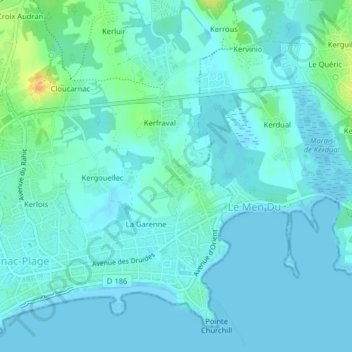 Mapa topográfico Beaumer, altitud, relieve