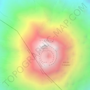 Mapa topográfico Cotopaxi, altitud, relieve