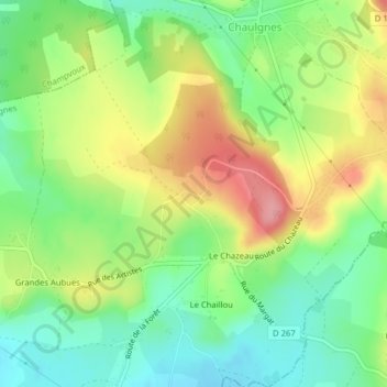 Mapa topográfico Chalon, altitud, relieve
