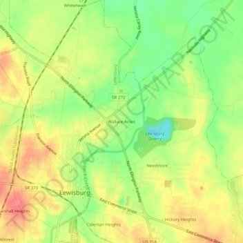 Mapa topográfico Wallace Acres, altitud, relieve