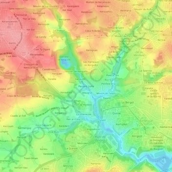 Mapa topográfico Penfeld Izella, altitud, relieve