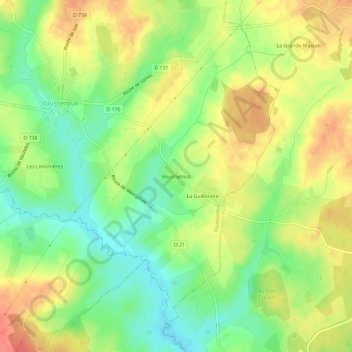 Mapa topográfico Bouchetout, altitud, relieve