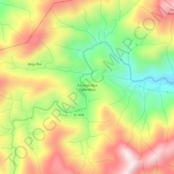 Mapa topográfico Fazenda Boa Esperança, altitud, relieve