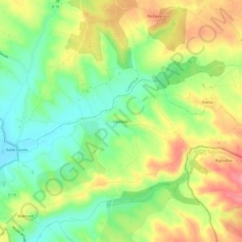 Mapa topográfico Loubejac, altitud, relieve